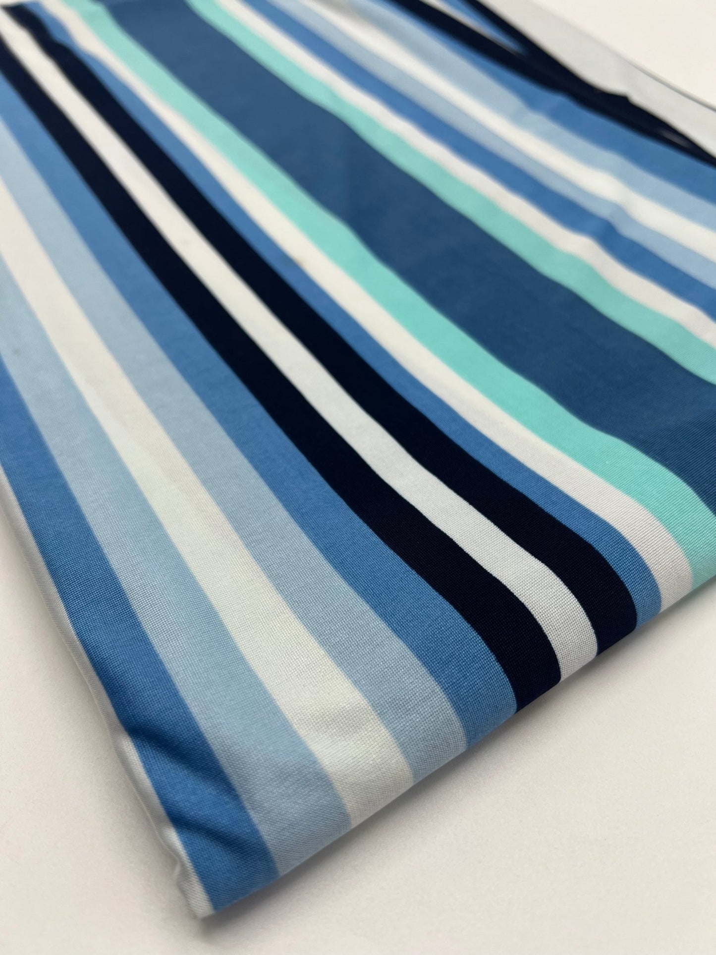 Blue Stripe Print Soft Touch 4 Way Stretch Fabric - T9 Fabrics