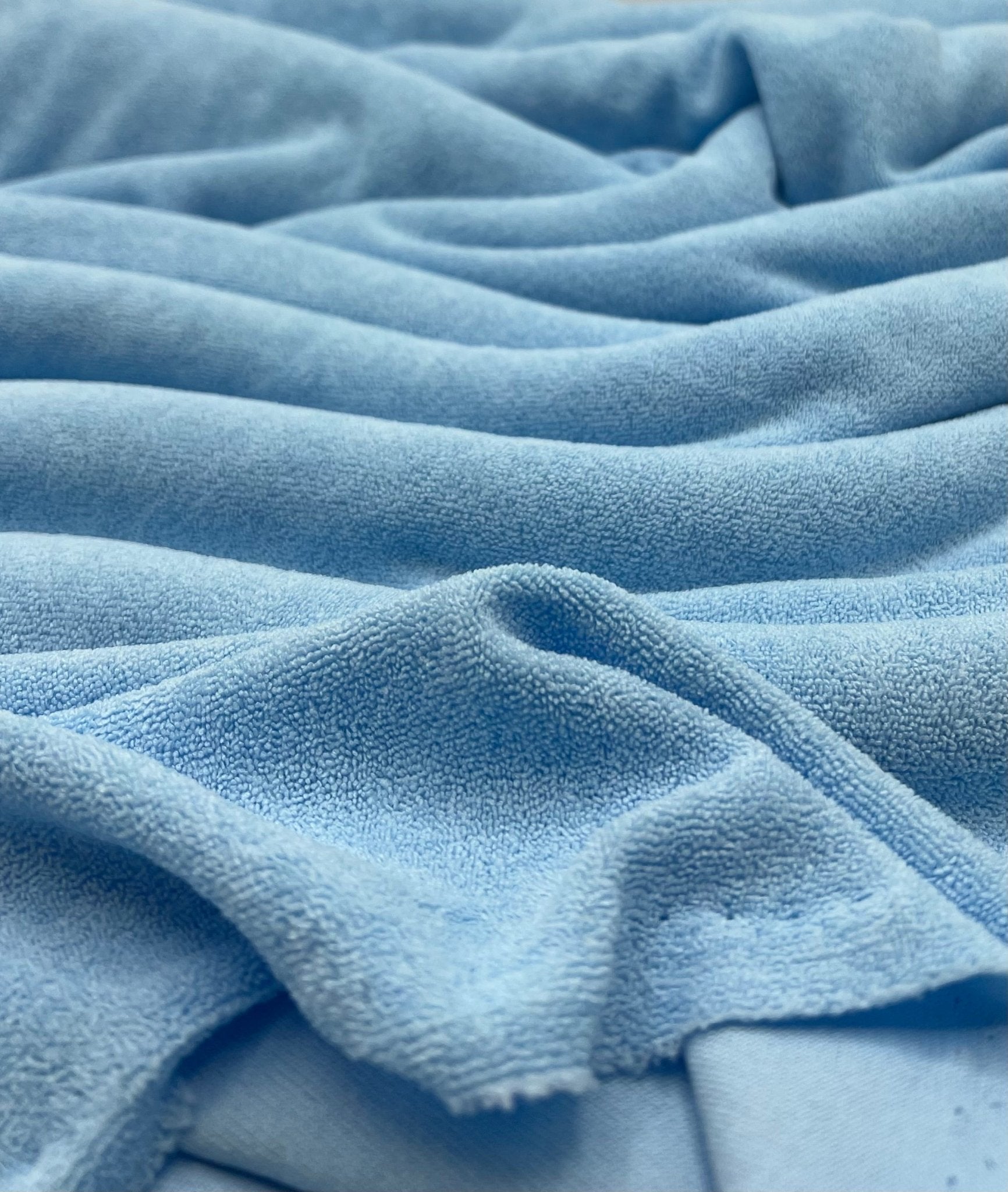 Blue Terry Towelling Polyester Stretch Dress Craft Fabric - T9 Fabrics