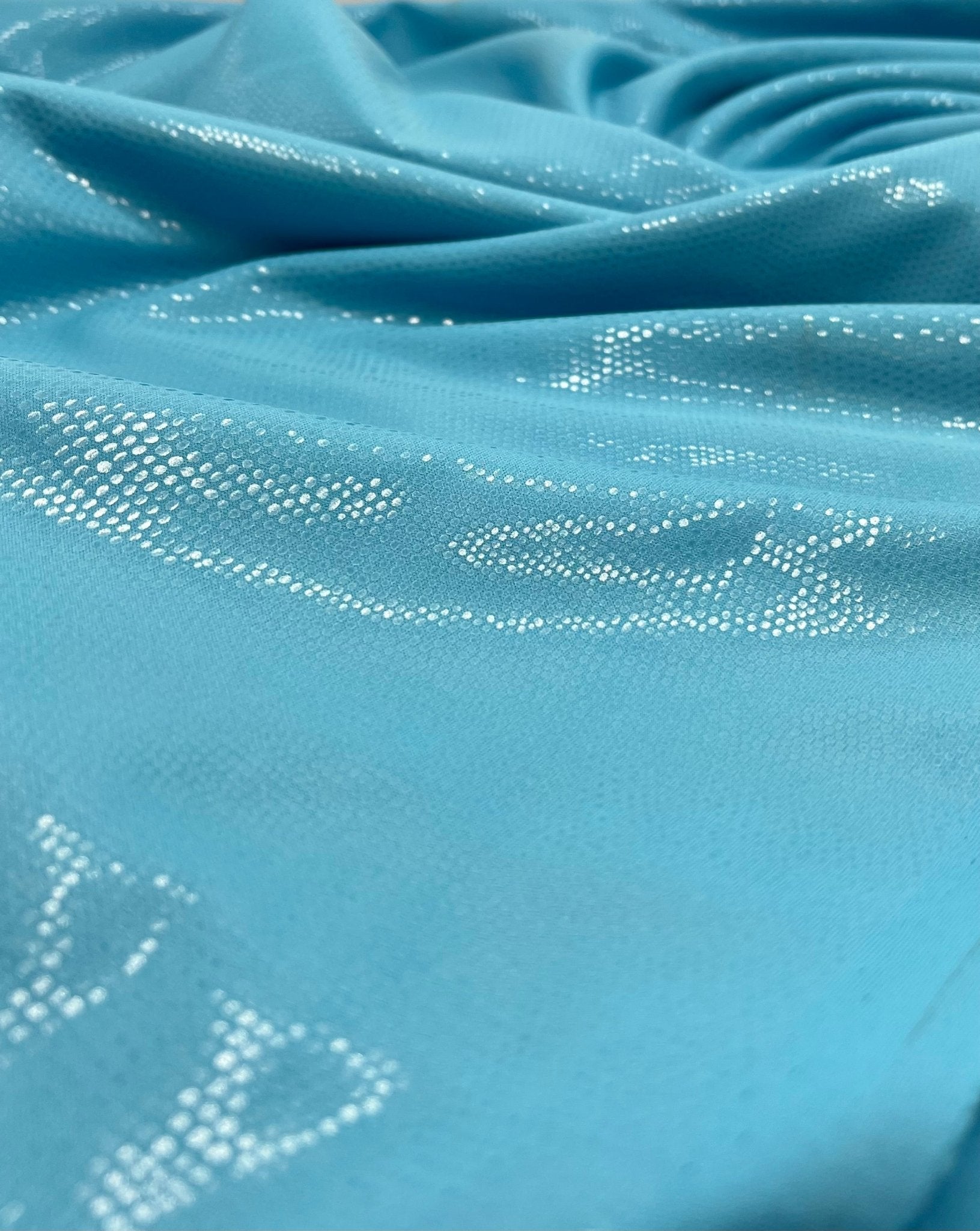Blue Textured Wet look Leather 2 Way Stretch Dress Craft Fabric - T9 Fabrics