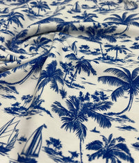 Blue Toile Print Cotton Stretch Jersey 200 GSM 95/5 Lycra 4 Way Stretch - T9 Fabrics