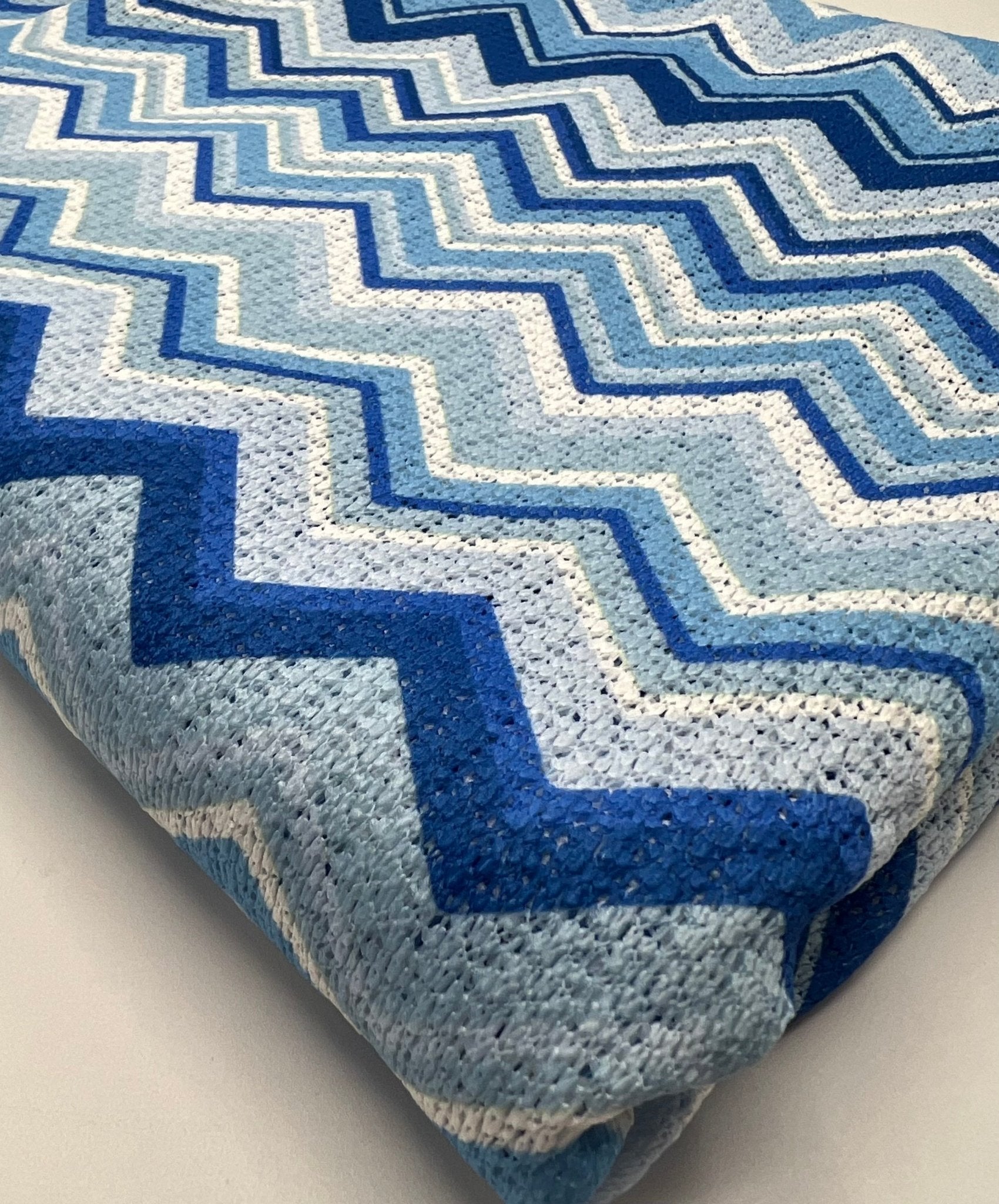 Blue Zigzag Knitted 4 Way Stretch Fabric - T9 Fabrics