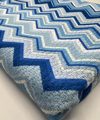 Blue Zigzag Knitted 4 Way Stretch Fabric - T9 Fabrics