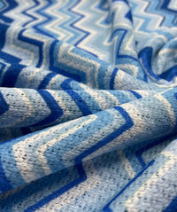 Blue Zigzag Knitted 4 Way Stretch Fabric - T9 Fabrics