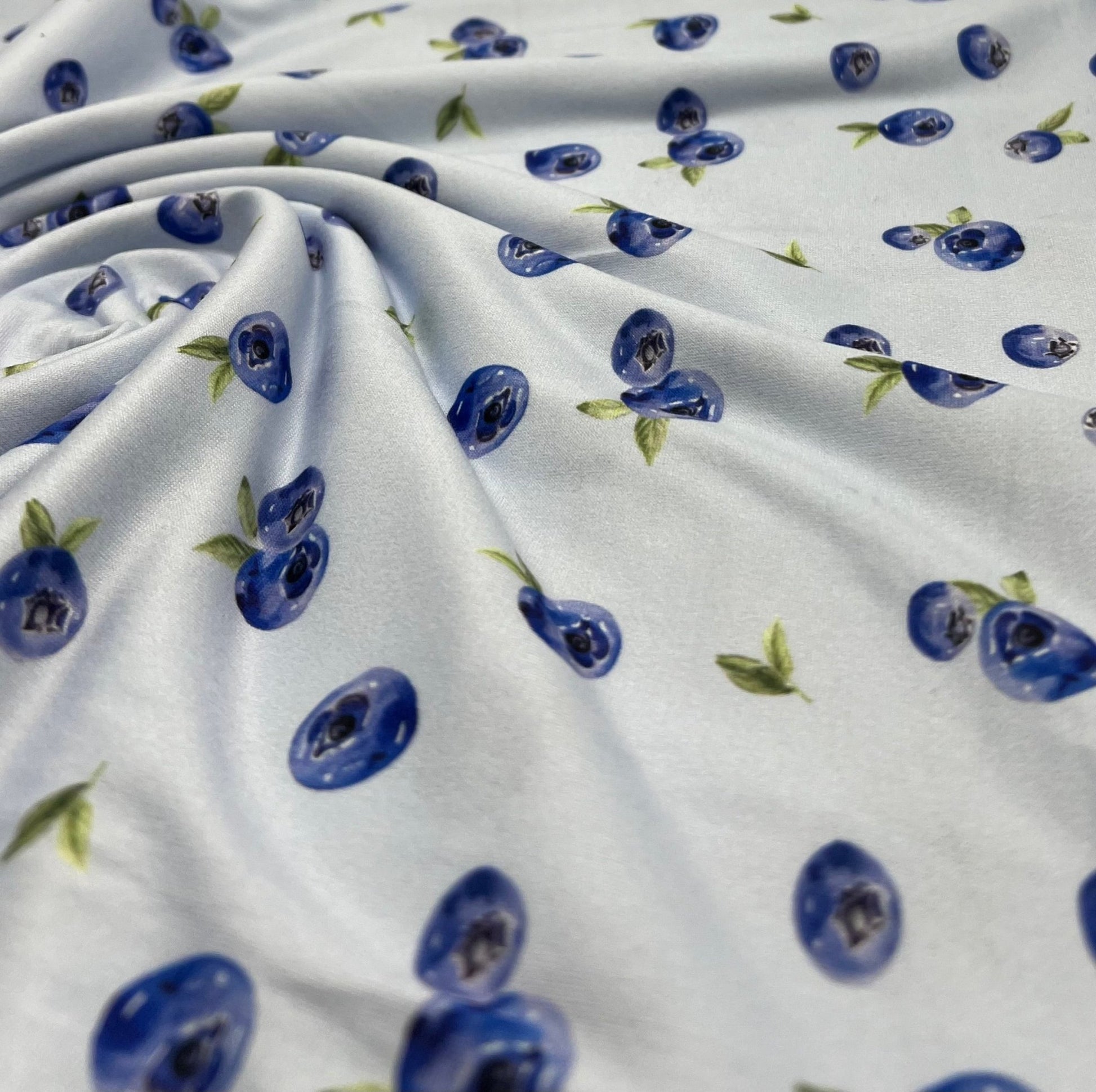 Blueberry Super Soft Print Spun Poly Stretch Fabric - T9 Fabrics