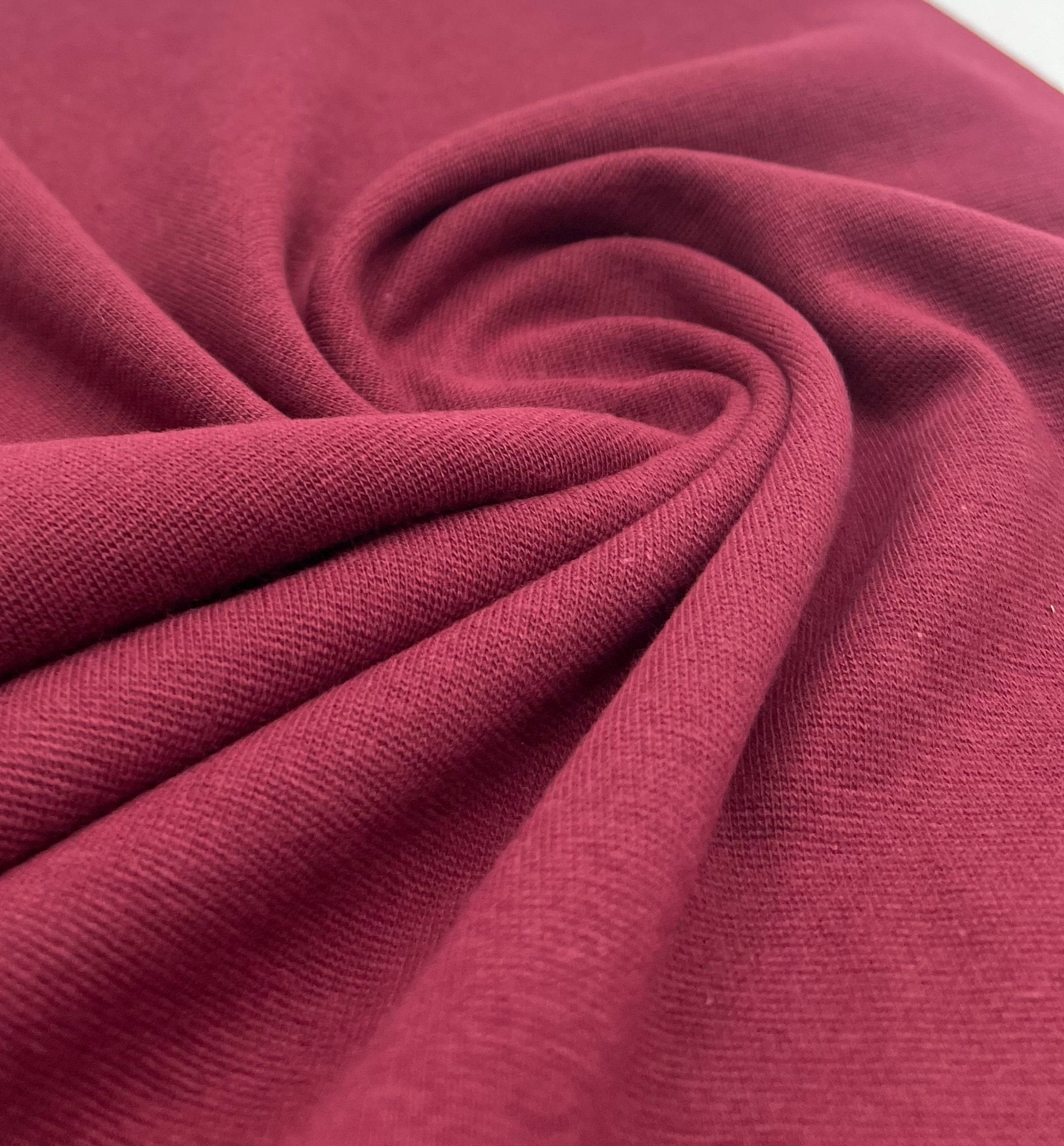 Bordeaux Jersey Cuffing Ribbing Fabric 270 GSM Cotton Knit 70cm Wide - T9 Fabrics