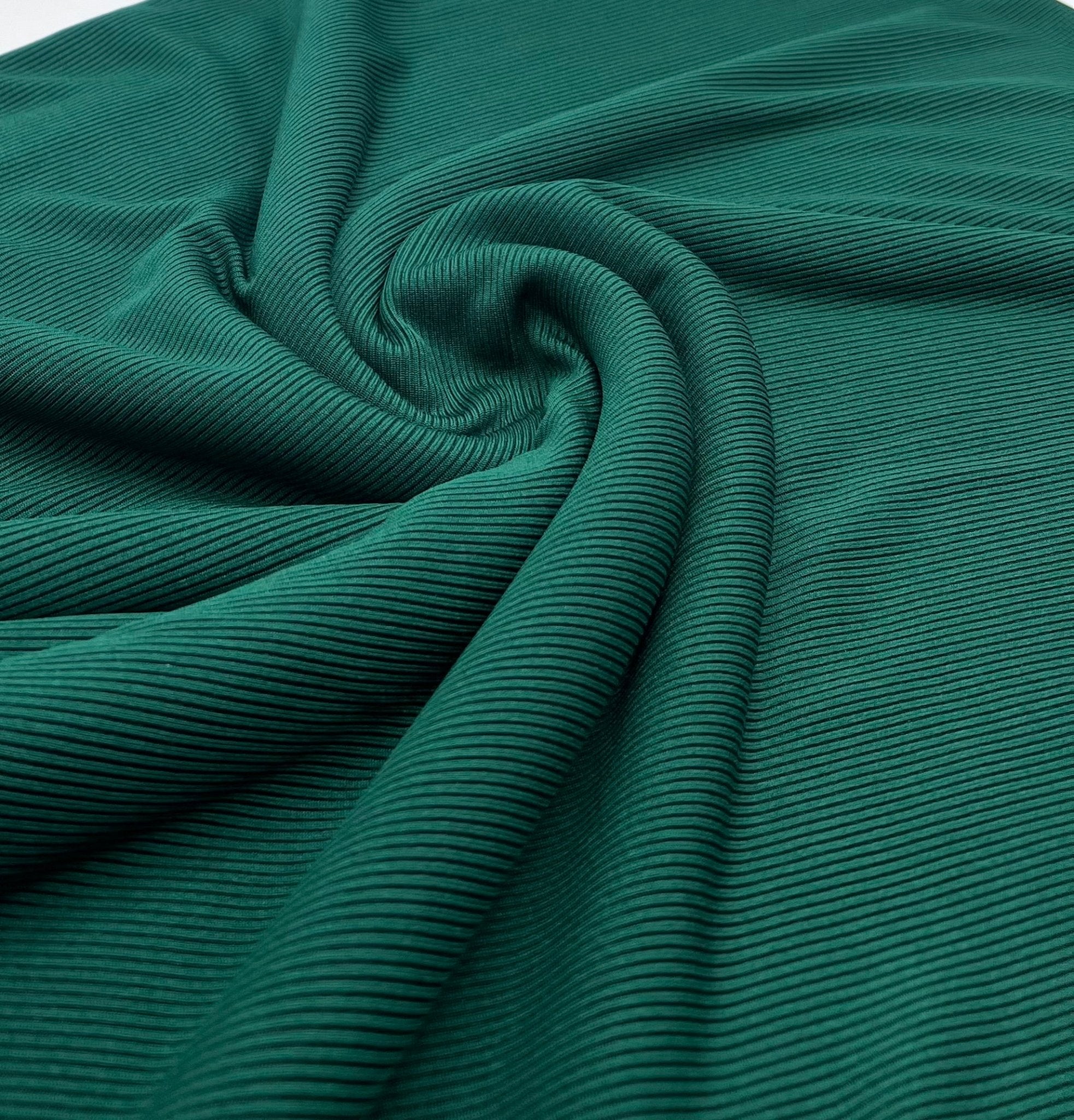 Bottle Green 2X1 Fine Rib Stretch Fabric - T9 Fabrics