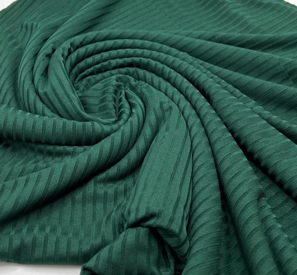 Bottle Green 8x4 Wide Rib Stretch Fabric - T9 Fabrics