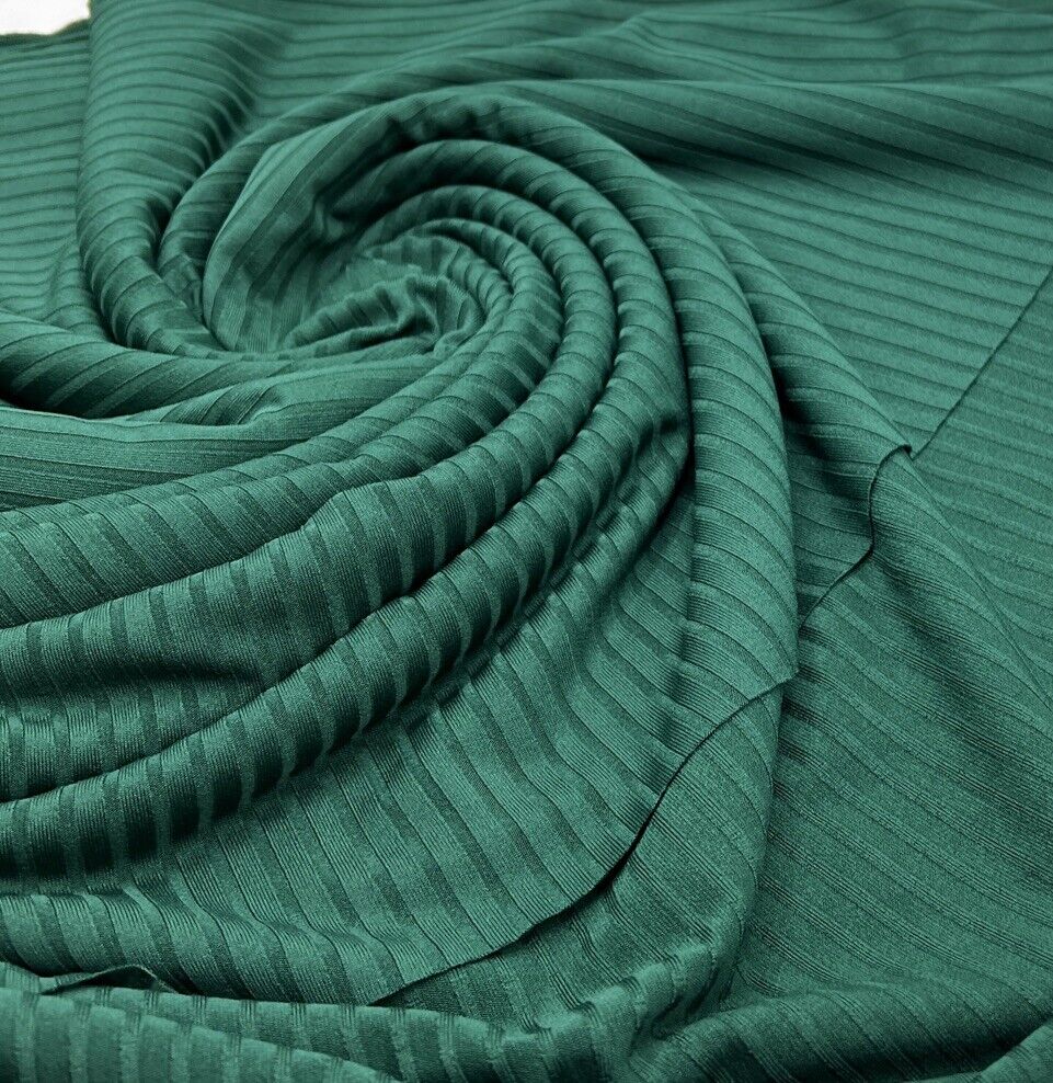 Bottle Green 8x4 Wide Rib Stretch Fabric - T9 Fabrics