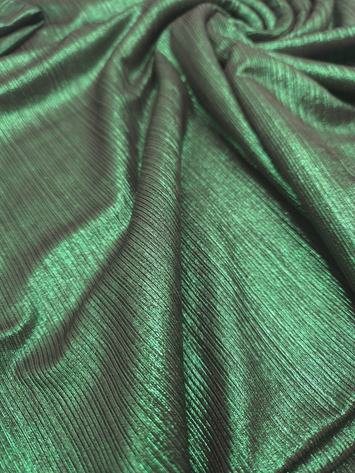 Bottle Green Metallic Foil Rib Fabric - T9 Fabrics