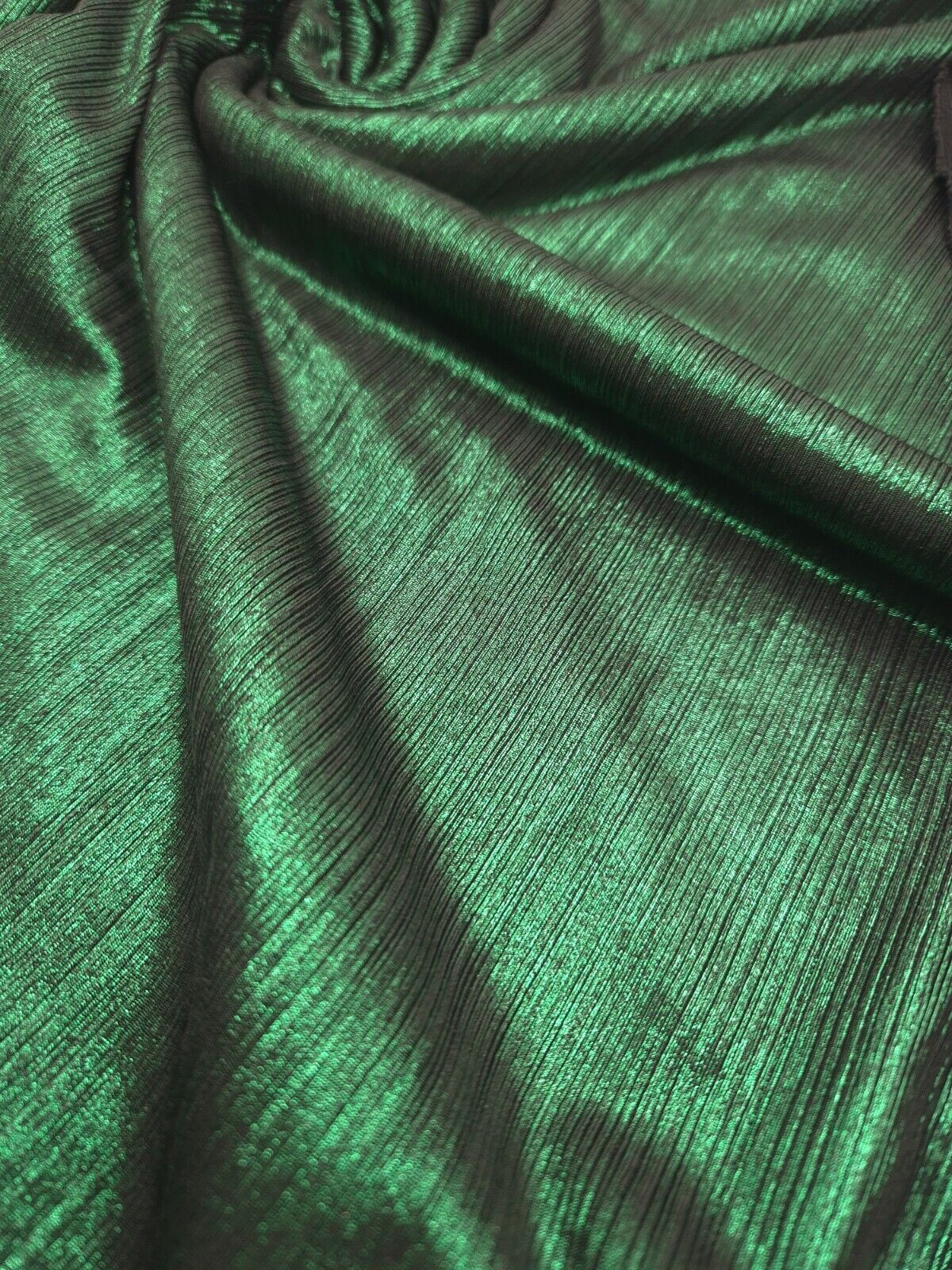 Bottle Green Metallic Foil Rib Fabric - T9 Fabrics