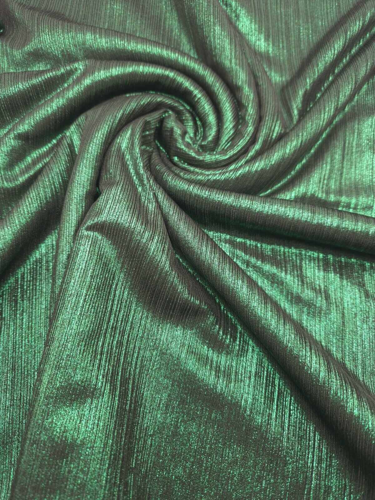 Bottle Green Metallic Foil Rib Fabric - T9 Fabrics