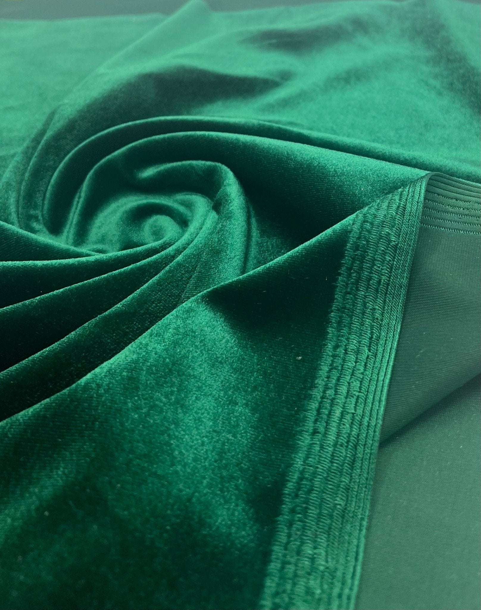 Bottle Green Plain Velour Spandex Stretch Fabric - T9 Fabrics