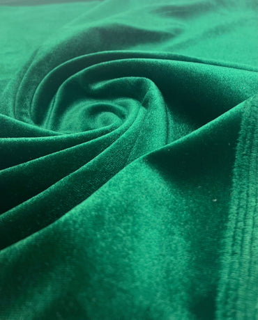 Bottle Green Plain Velour Spandex Stretch Fabric - T9 Fabrics