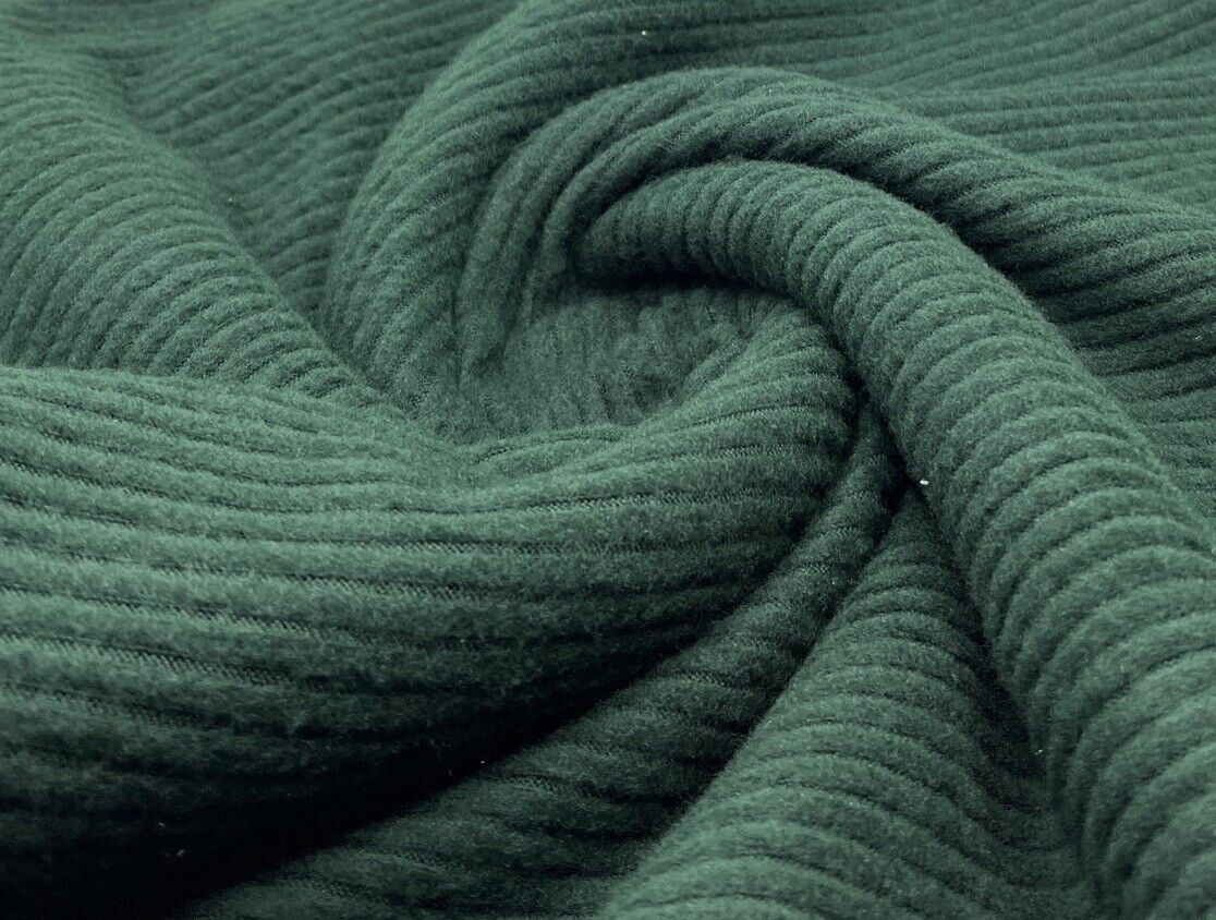 Bottle Green Soft Brushed Cosy Wide Rib Stretch Fabric - T9 Fabrics