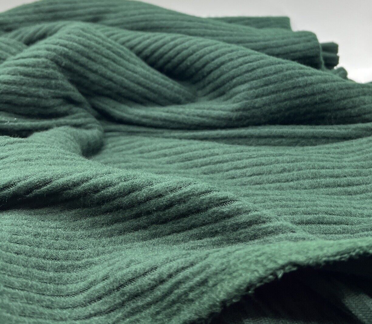 Bottle Green Soft Brushed Cosy Wide Rib Stretch Fabric - T9 Fabrics