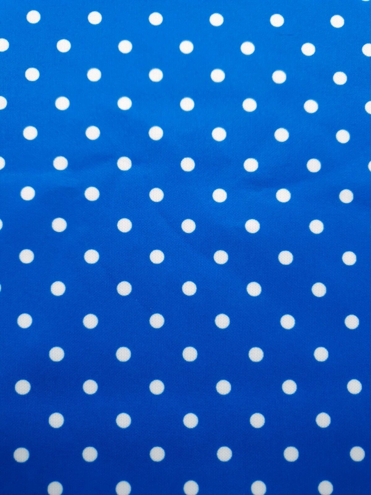 Bright Blue/White Polka Dot Printed Plain Scuba Fabric - T9 Fabrics