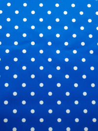 Bright Blue/White Polka Dot Printed Plain Scuba Fabric - T9 Fabrics