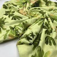 Bright Green Floral Print Spun Poly Stretch Fabric - T9 Fabrics