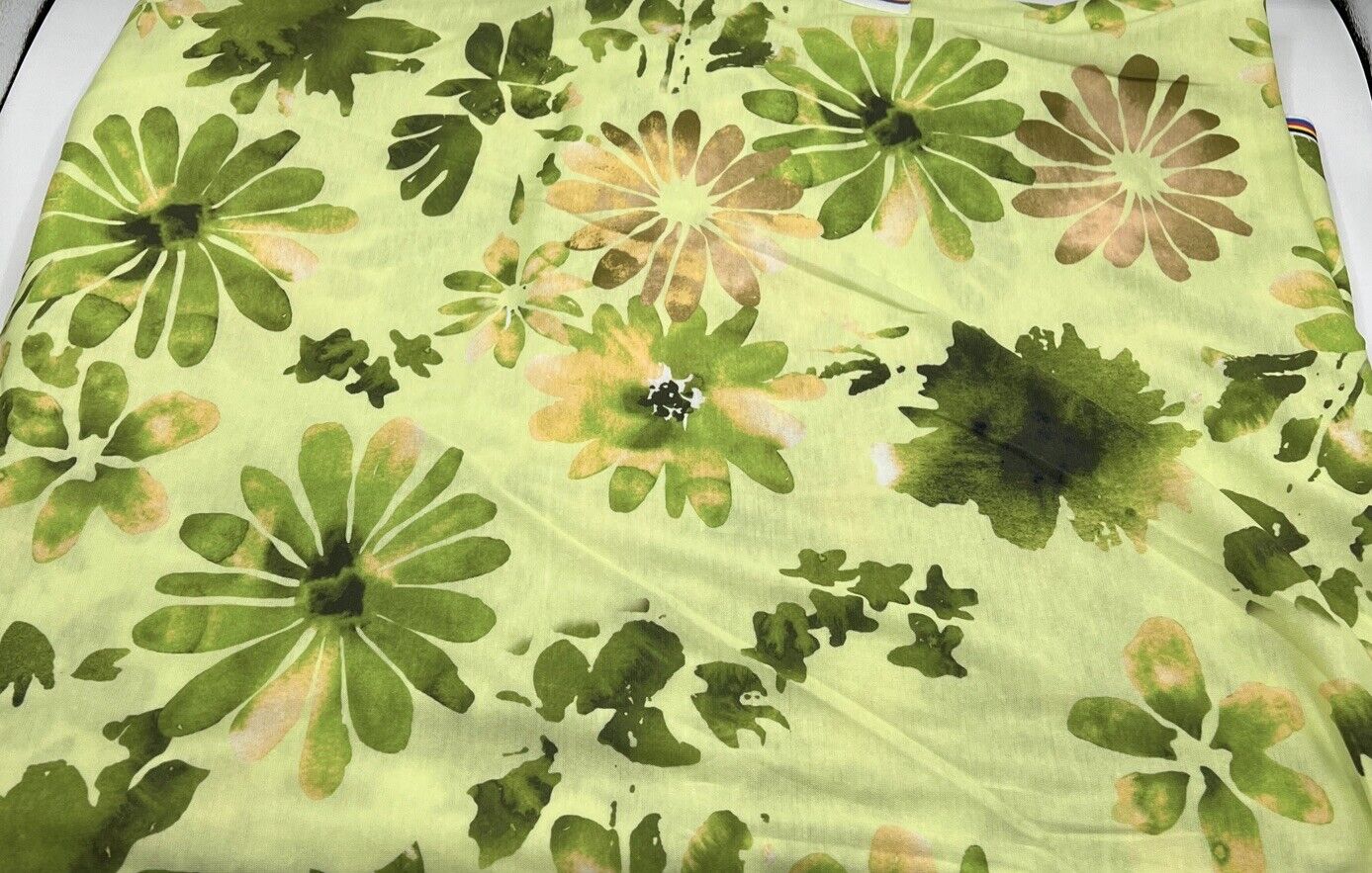 Bright Green Floral Print Spun Poly Stretch Fabric - T9 Fabrics