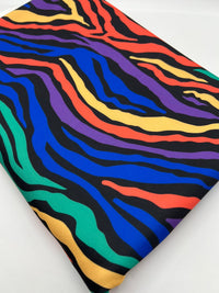 Bright Multi Animal Printed Scuba Crepe Jersey Fabric 4 Way Stretch - T9 Fabrics