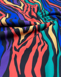 Bright Multi Animal Printed Scuba Crepe Jersey Fabric 4 Way Stretch - T9 Fabrics