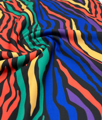 Bright Multi Animal Printed Scuba Crepe Jersey Fabric 4 Way Stretch - T9 Fabrics