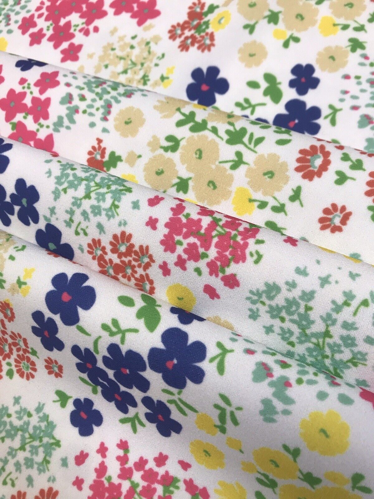 Bright Multi Colour Small Floral Printed Scuba Crepe Jersey Fabric 4 Way Stretch - T9 Fabrics