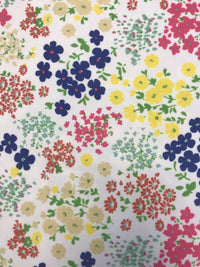 Bright Multi Colour Small Floral Printed Scuba Crepe Jersey Fabric 4 Way Stretch - T9 Fabrics