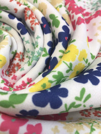 Bright Multi Colour Small Floral Printed Scuba Crepe Jersey Fabric 4 Way Stretch - T9 Fabrics