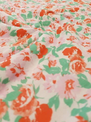 Bright Multi Floral Print Viscose Elastane Fabric - T9 Fabrics