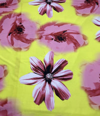 Bright Yellow Floral Print Soft Touch Stretch Fabrics - T9 Fabrics