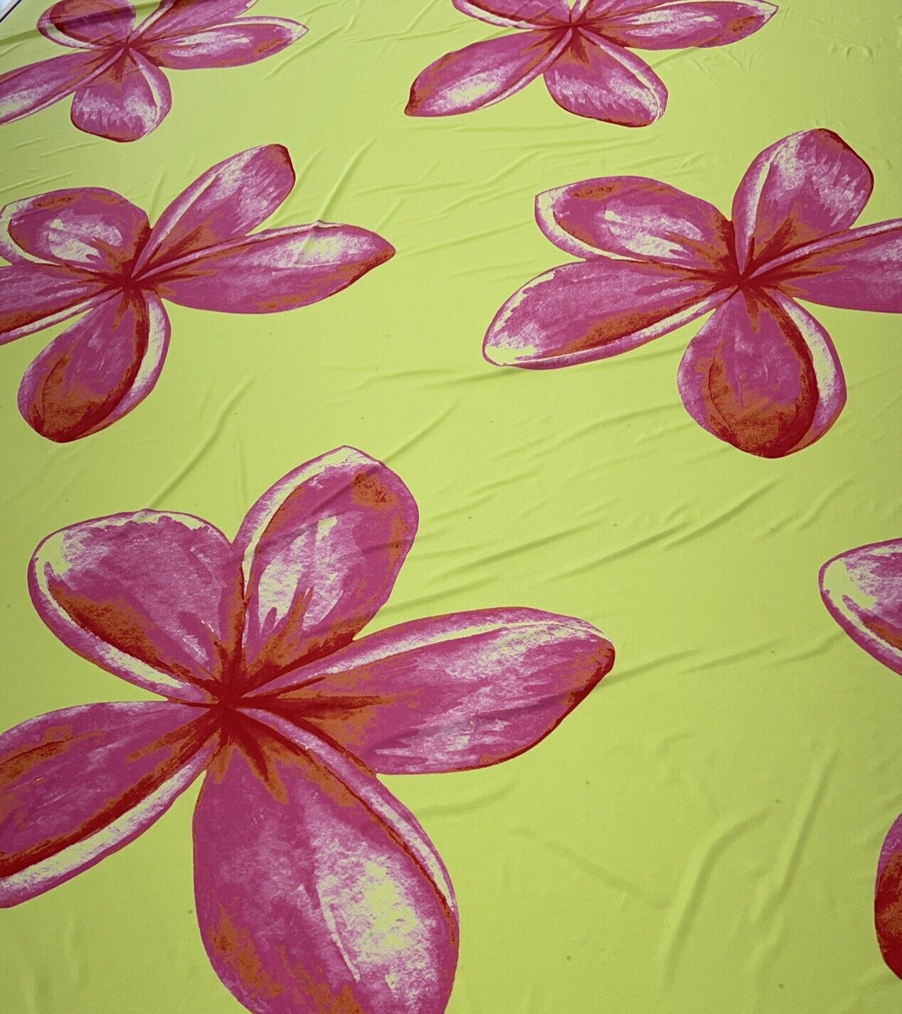 Bright Yellow Pink Large Floral Print Soft Touch Stretch Fabric - T9 Fabrics