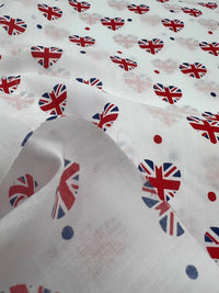 British Hearts Printed Poly Cotton 90 GSM 80/20 44 Inch Non Stretch - T9 Fabrics