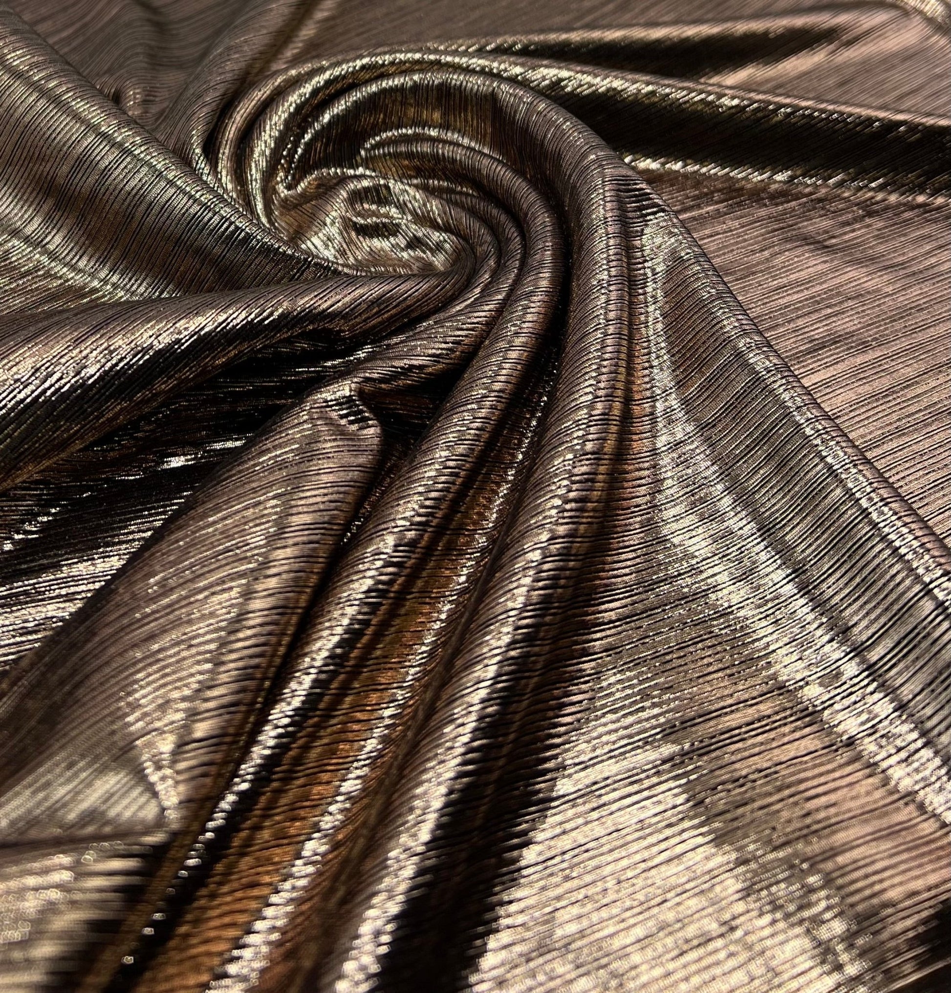 Bronze Metallic Foil Rib Fabric - T9 Fabrics