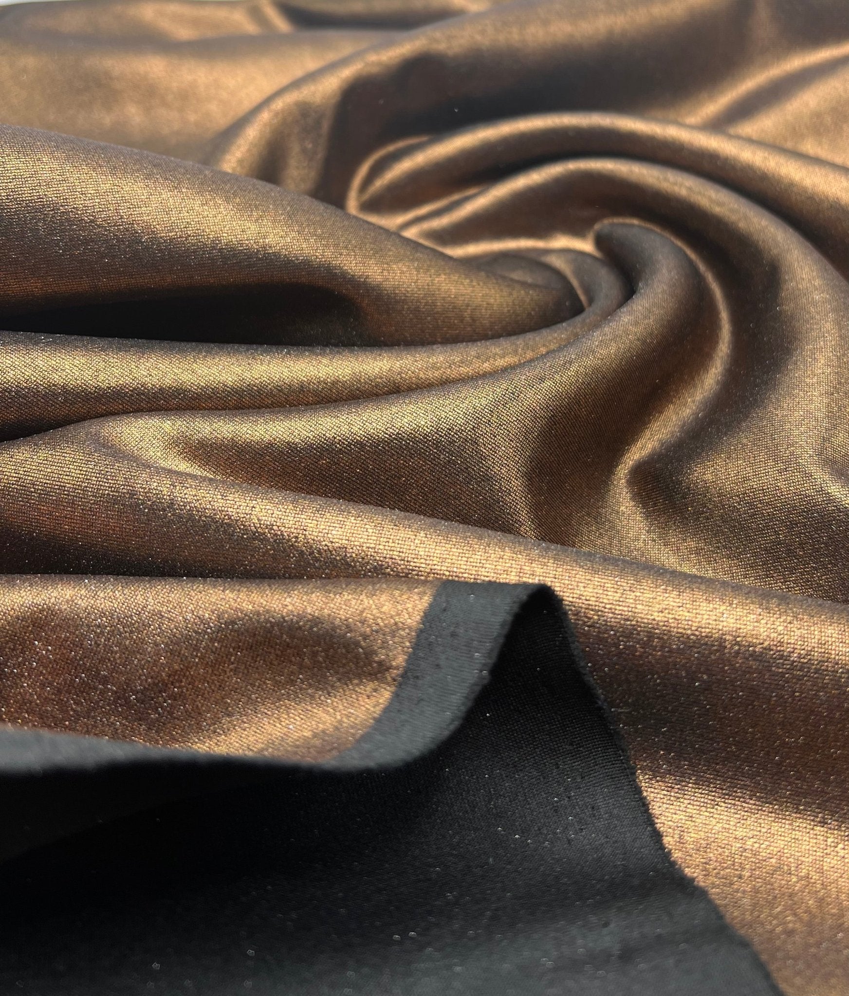 Bronze Metallic Printed Plain Scuba 2 Way Stretch Jersey Fabric - T9 Fabrics