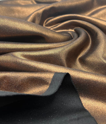 Bronze Metallic Printed Plain Scuba 2 Way Stretch Jersey Fabric - T9 Fabrics