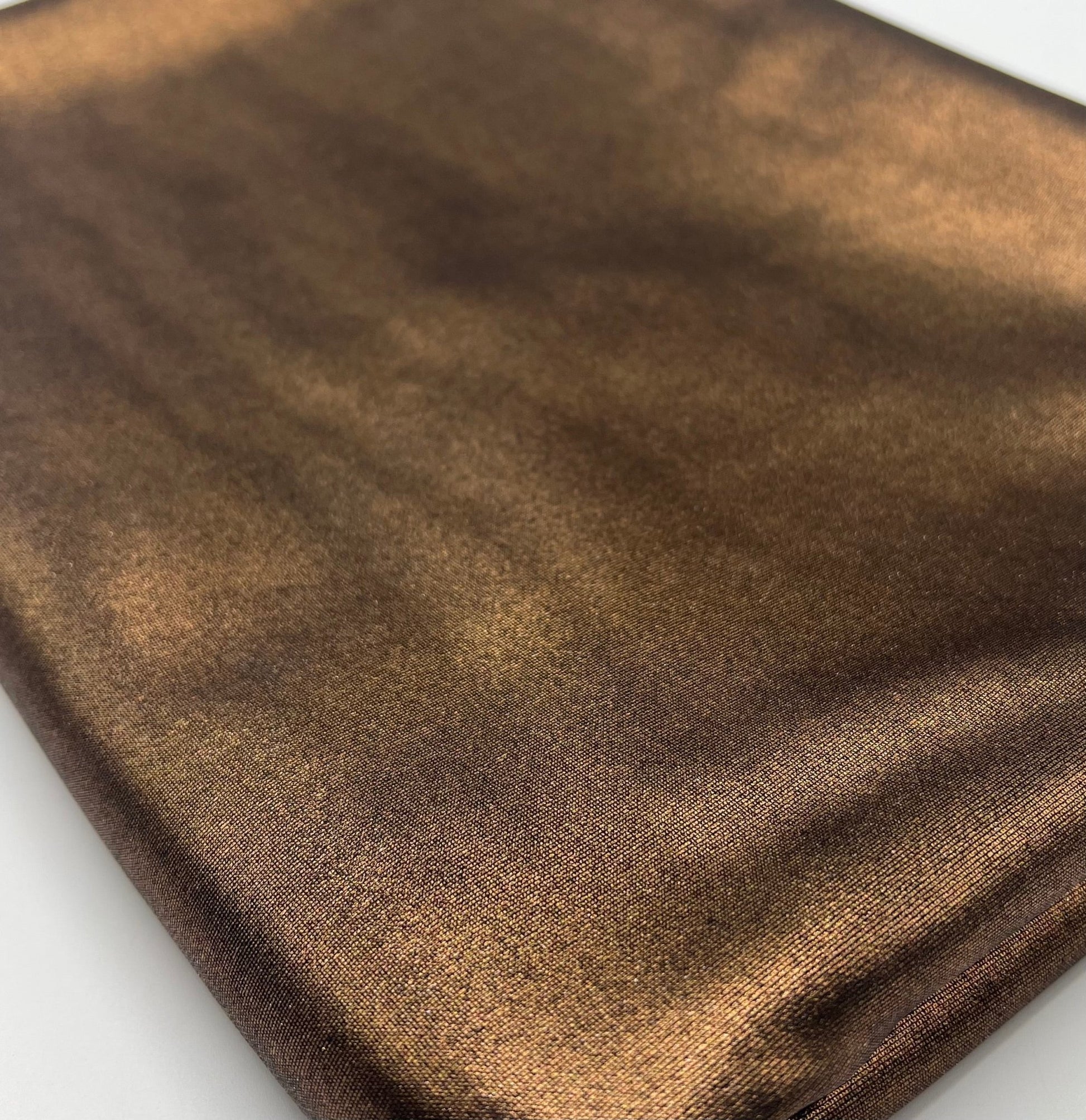Bronze Metallic Printed Plain Scuba 2 Way Stretch Jersey Fabric - T9 Fabrics