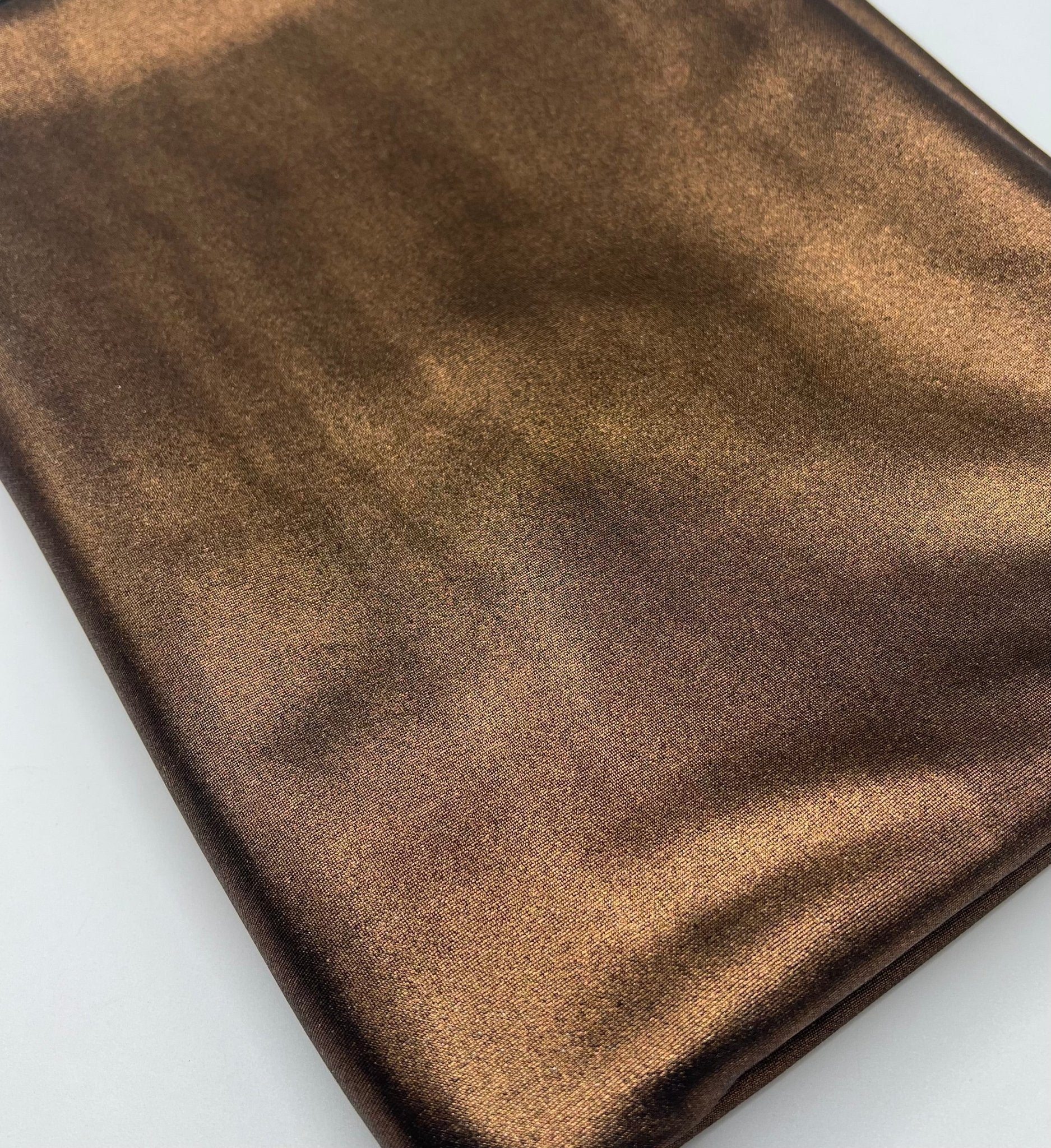 Bronze Metallic Printed Plain Scuba 2 Way Stretch Jersey Fabric - T9 Fabrics