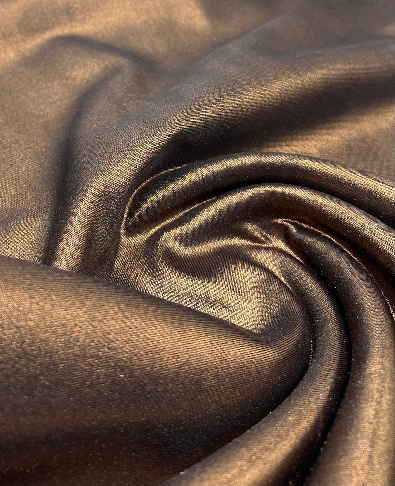 Bronze Metallic Printed Plain Scuba 2 Way Stretch Jersey Fabric - T9 Fabrics