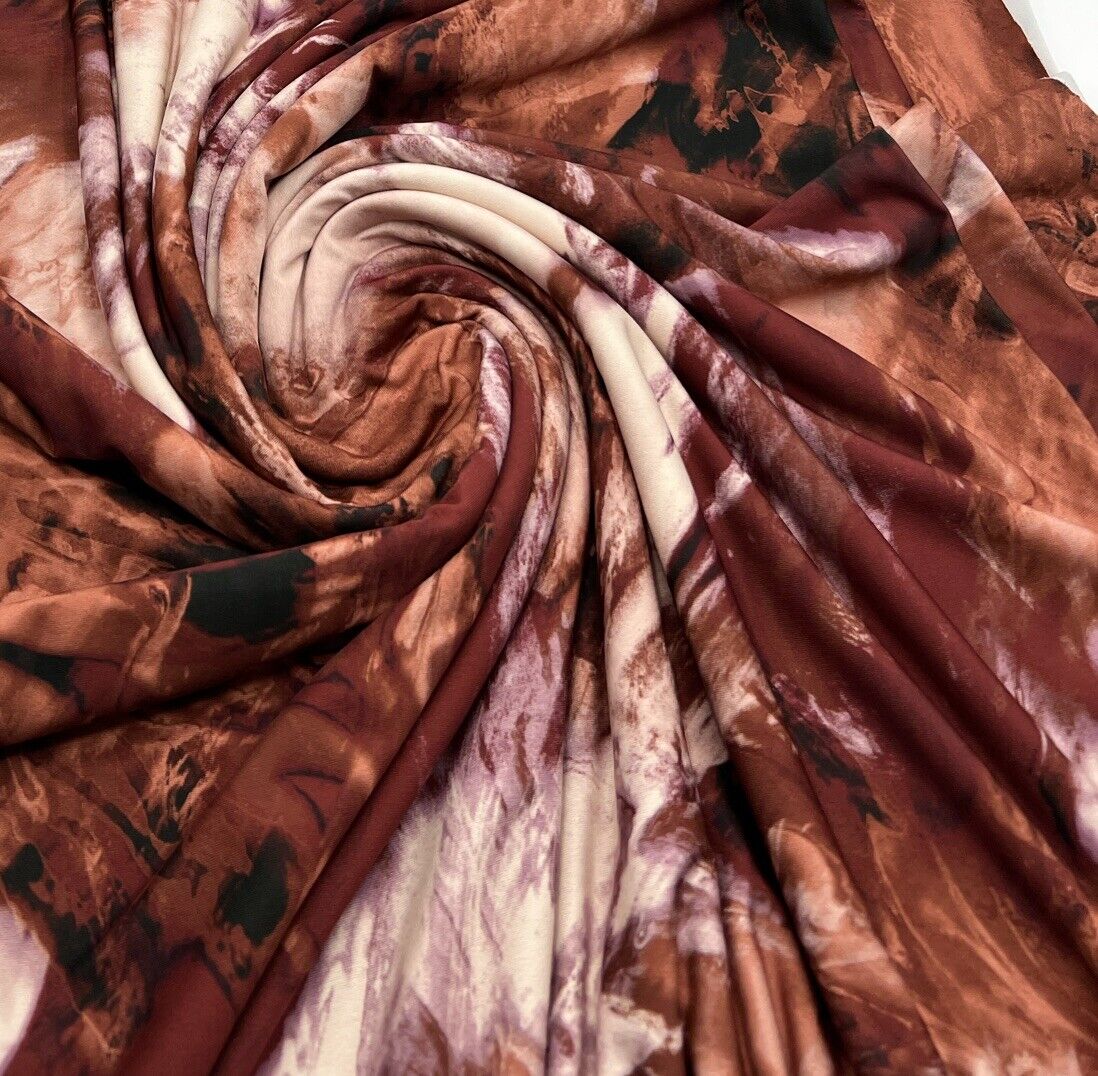 Bronze Mix Print Soft Touch Stretch Fabrics - T9 Fabrics