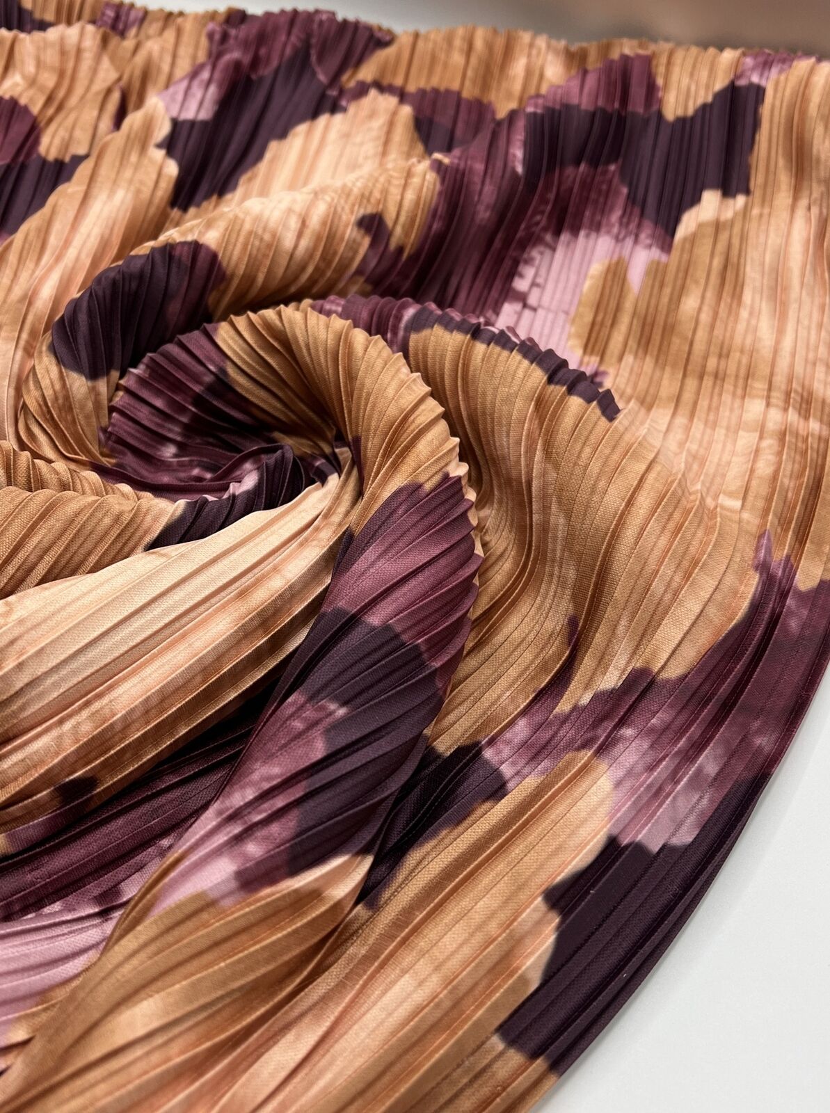 Bronze Purple Printed Plisse Fabric - T9 Fabrics