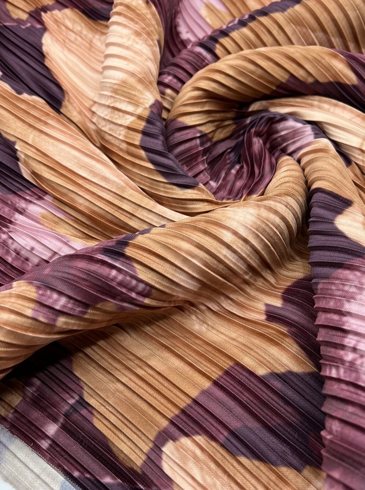 Bronze Purple Printed Plisse Fabric - T9 Fabrics