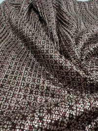 Bronze Silver Metallic Foil Shiny Plisse Pleated Stretch Fabric - T9 Fabrics