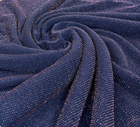 Bronze Thread Detail Navy Lurex Sparkle Metallic Stretch Knit Fabric - T9 Fabrics