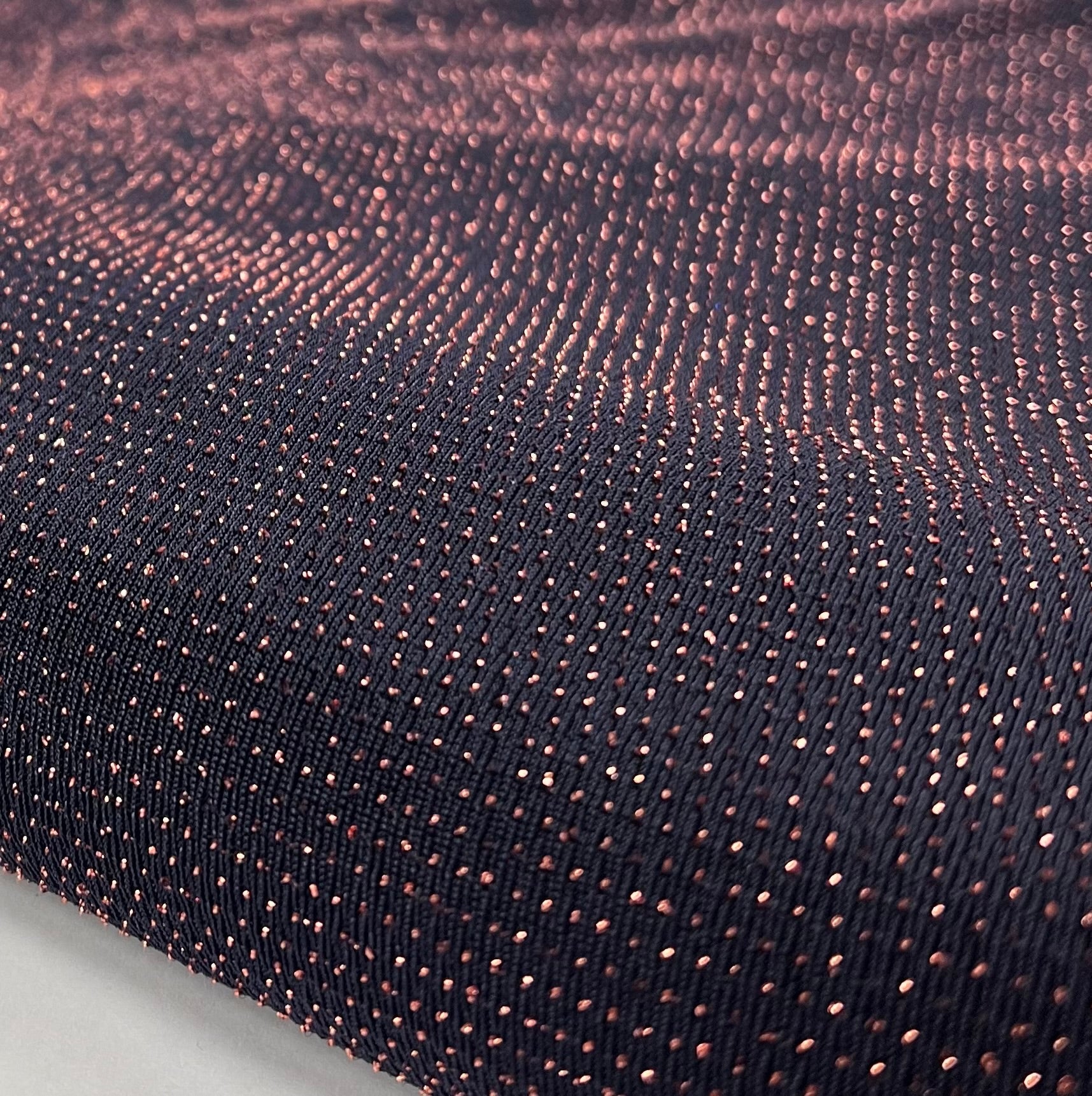 Bronze Thread Detail Navy Lurex Sparkle Metallic Stretch Knit Fabric - T9 Fabrics