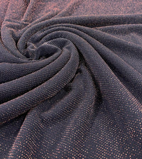 Bronze Thread Detail Navy Lurex Sparkle Metallic Stretch Knit Fabric - T9 Fabrics