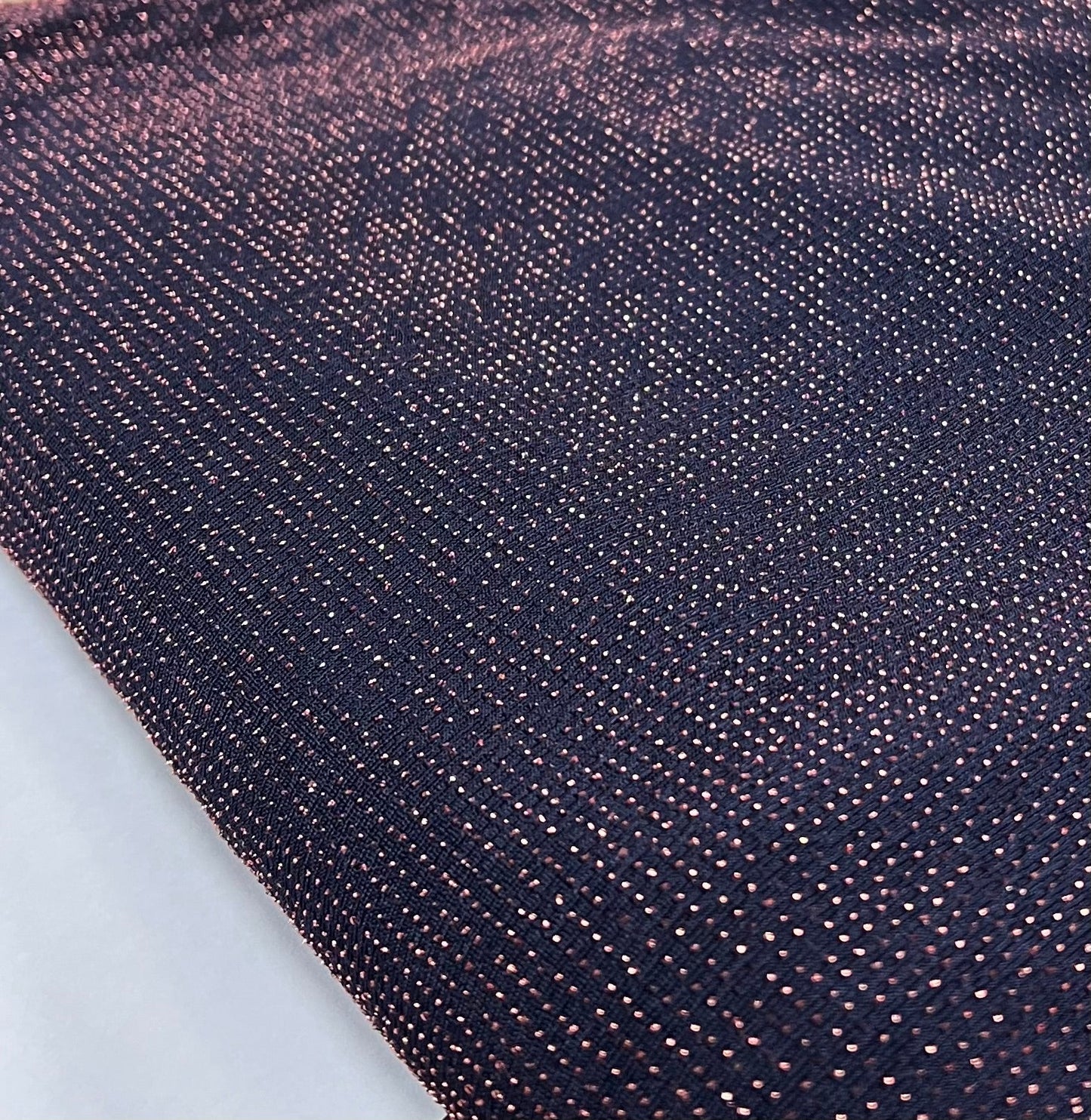 Bronze Thread Detail Navy Lurex Sparkle Metallic Stretch Knit Fabric - T9 Fabrics