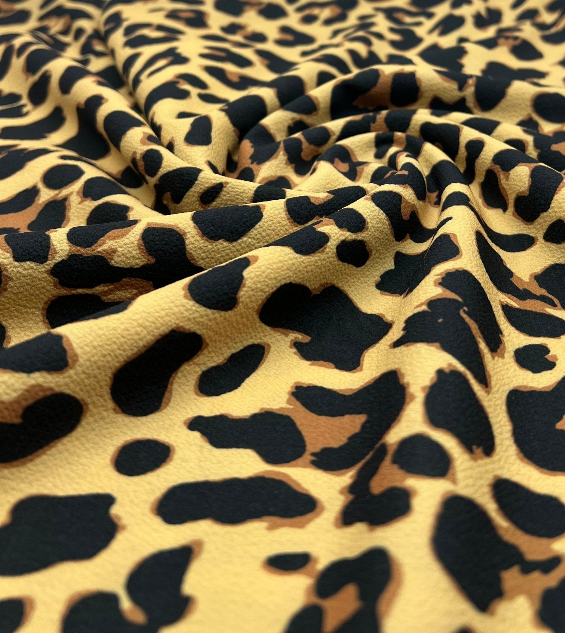 Brown Animal Print Lightweight Bubble Crepe Fabric - T9 Fabrics