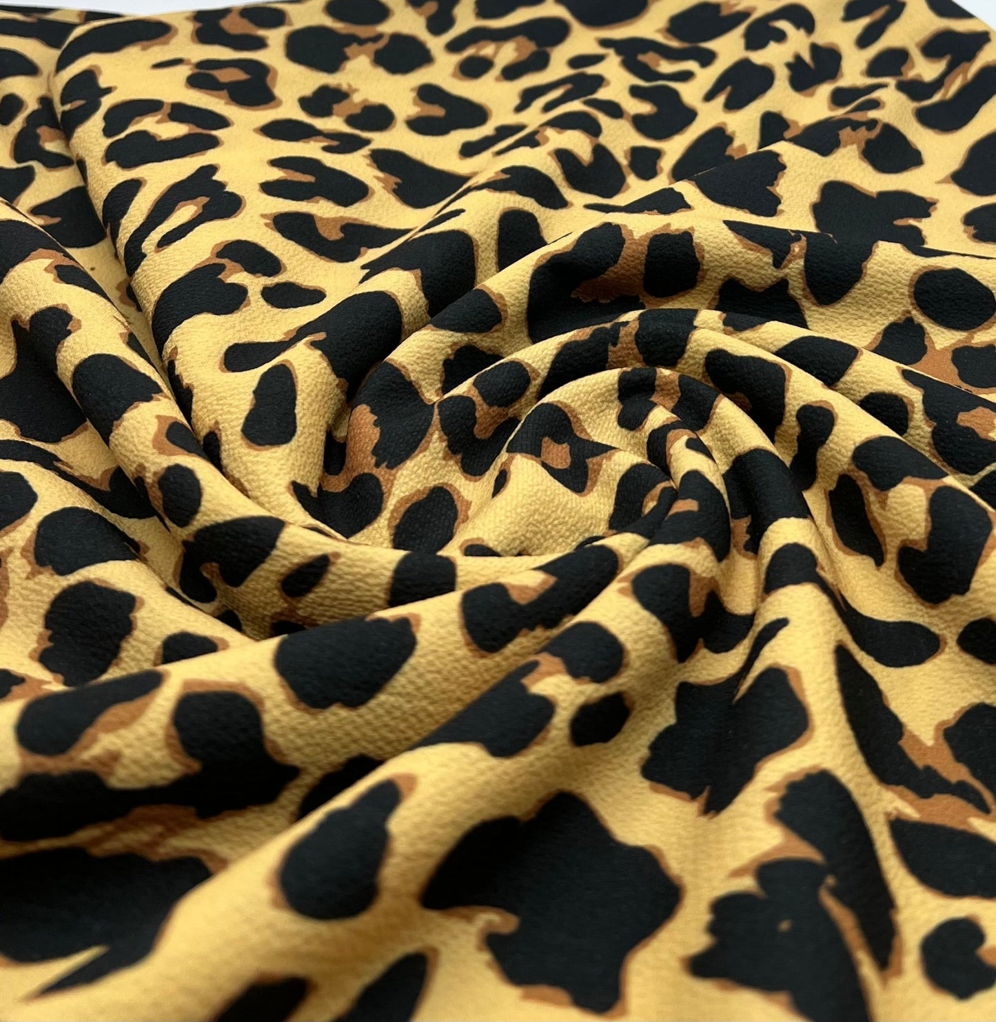Brown Animal Print Lightweight Bubble Crepe Fabric - T9 Fabrics