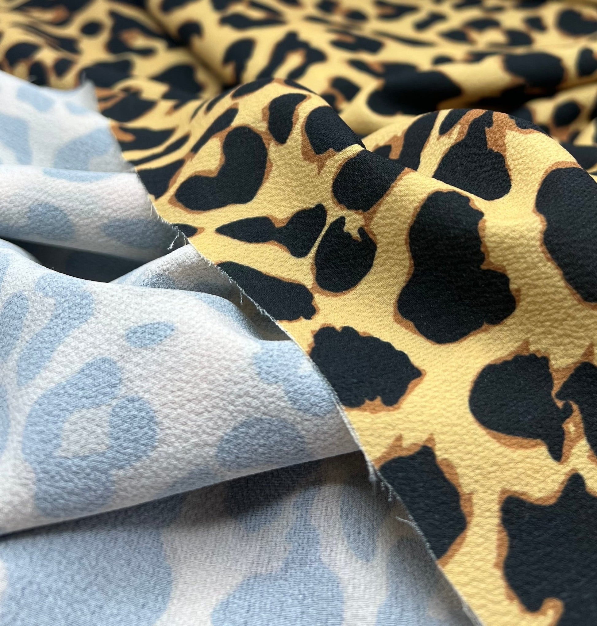 Brown Animal Print Lightweight Bubble Crepe Fabric - T9 Fabrics